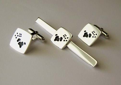 commissioned koala tie clip with cufflinks